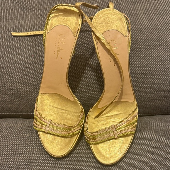 Cole Haan Women's Gold Braided Heels - Picture 1 of 4